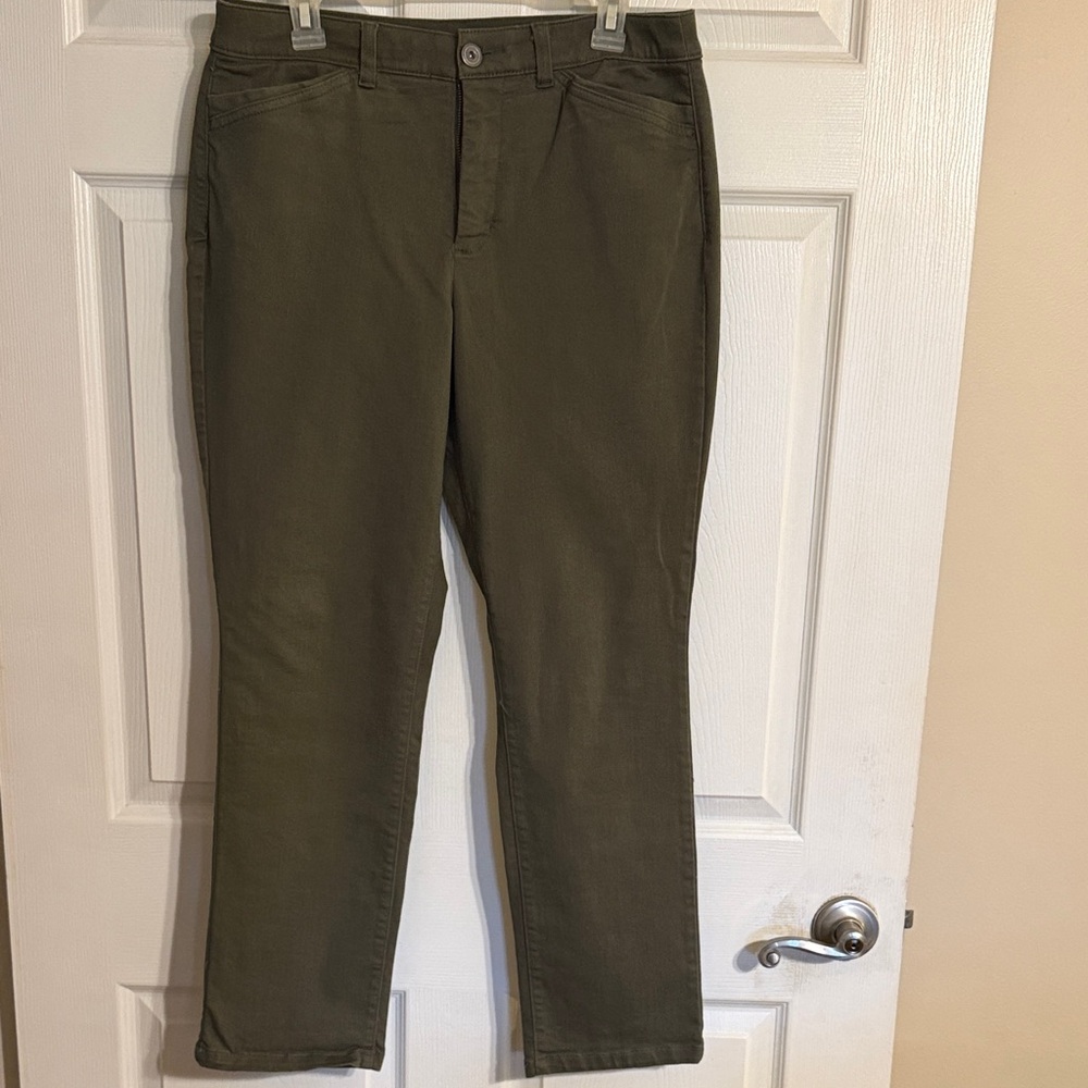 Christopher & Banks Olive Green Straight Leg Jeans